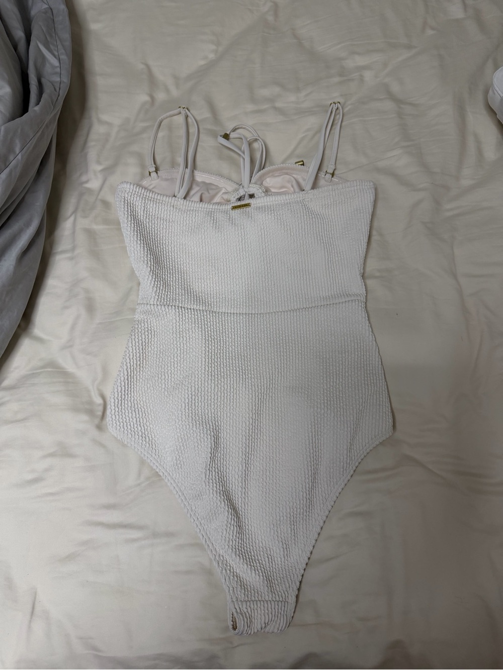 Billabong White Textured One-Piece with Front Tie Cutout - Picture 2 of 2